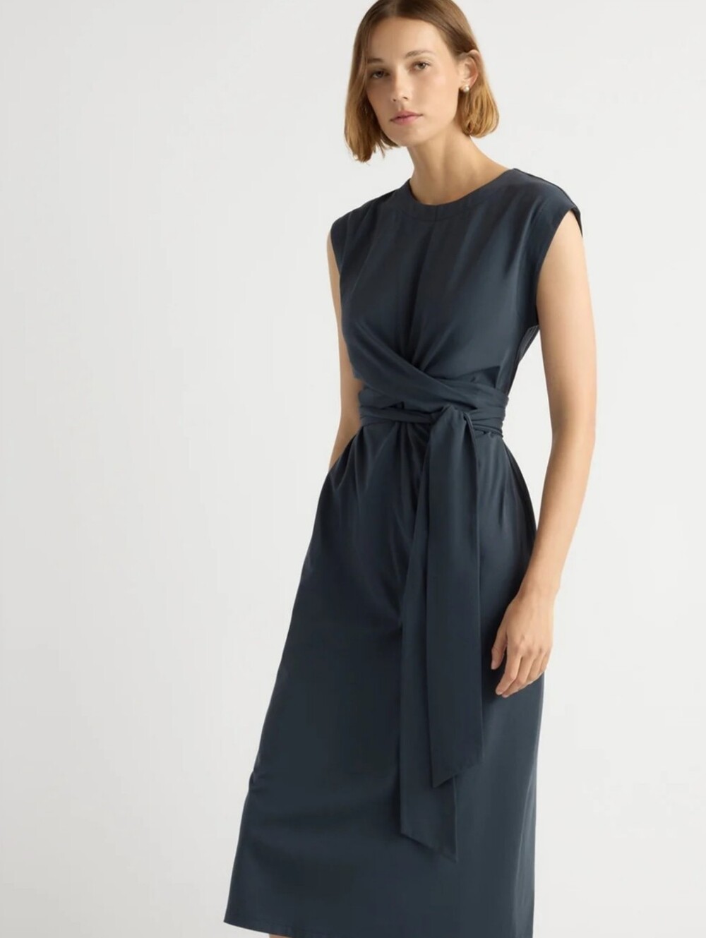Modern Citizen Charcoal Twist-Front Midi Dress